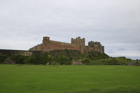 Bamburgh Castle from Beach Northumberland UK