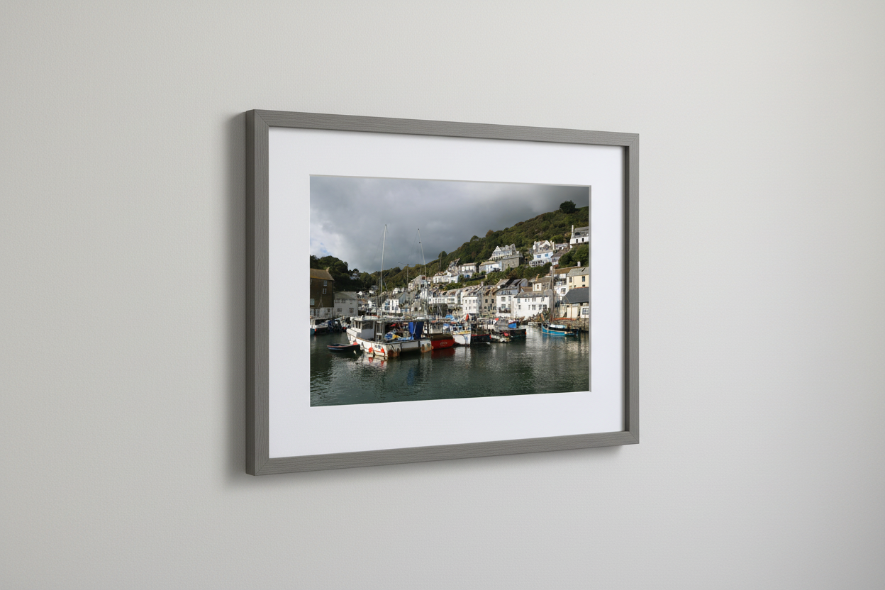 Polperro Harbour Framed Mockup
